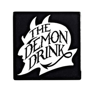 Alchemy Gothic ✦ The Demon Drink Ceramic Coaster ✦ Black Gloss Devil Skull 3.66"